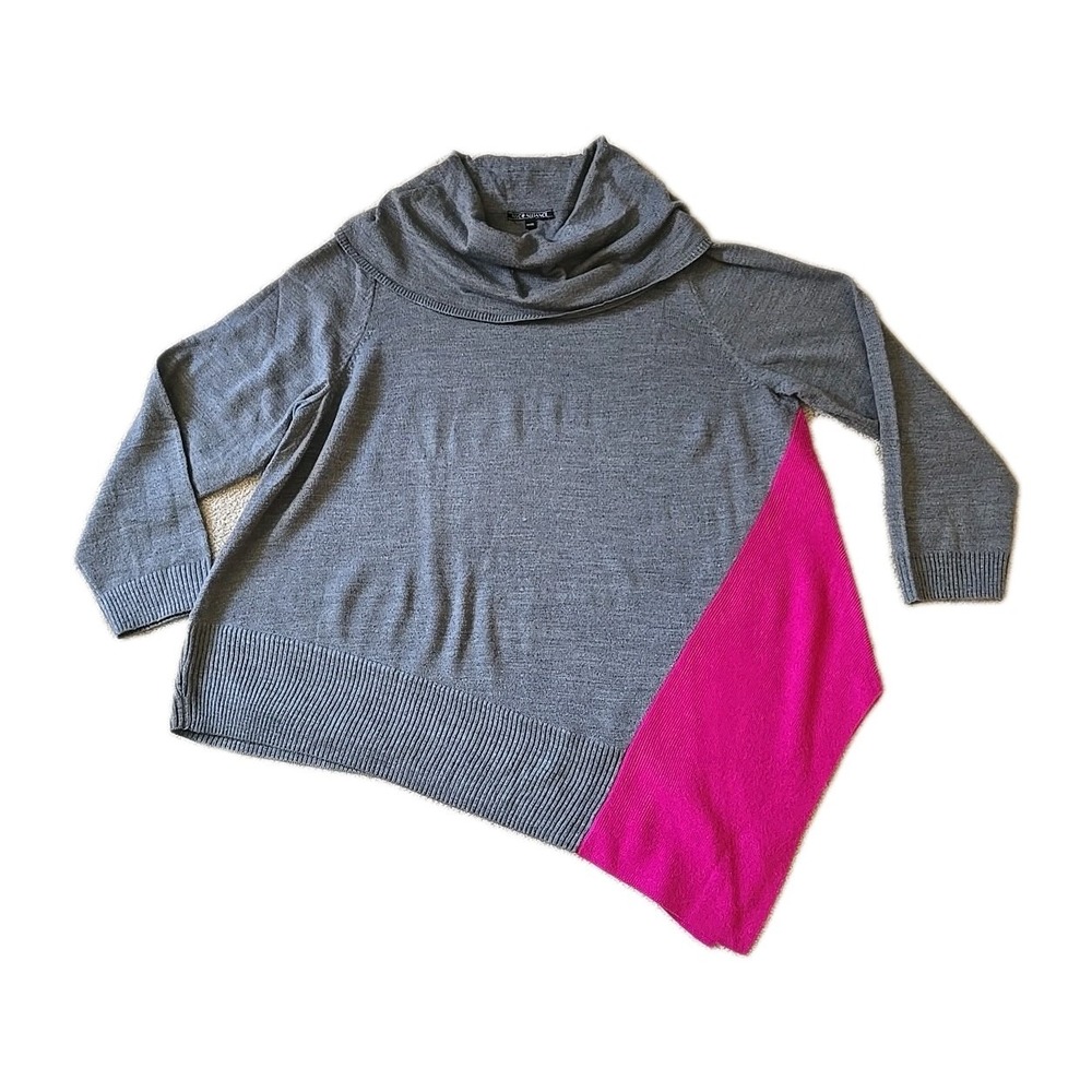 Sweater Womens  Plus 3X Gray Cowl Neck‎ Asymmetrical Hem Comfy Lounge Lagenlook